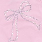 Плътна детска блуза с перли в розово 3