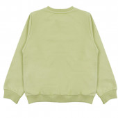 Плътна детска блуза с перли в светлозелено 2