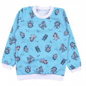 Плътна памучна пижама "Animal world" в синьо 2