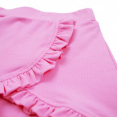Детска пола-панталон с къдрички в розово 2