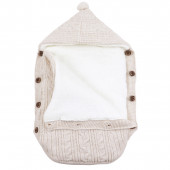 Портбебе от плетиво и пухена подплата в бежово 3