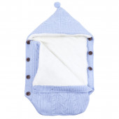 Портбебе от плетиво и пухена подплата в синьо 3