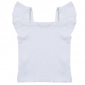 Потник от памучен рипс с къдрички в бяло 2