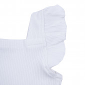 Потник от памучен рипс с къдрички в бяло 3