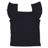 Потник от памучен рипс с къдрички в черно 2