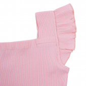 Потник от памучен рипс с къдрички в розово 3