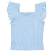 Потник от памучен рипс с къдрички в синьо 2