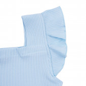 Потник от памучен рипс с къдрички в синьо 3