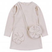 Рокля от фино плетиво с чантичка в бежово 2