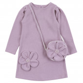 Рокля от фино плетиво с чантичка в лилаво 2