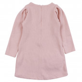 Рокля от фино плетиво с чантичка в пудра 3