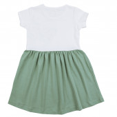 Лятна трикотажна рокля "Meow" в бяло и зелено 2