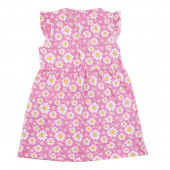 Бебешка трикотажна рокля с флорален десен в наситемо розово 2
