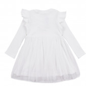 Детска трикотажна рокля "Share smile" в бяло 2