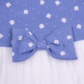 Детска трикотажна рокля с флорален десен в синьо 3