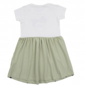 Лятна трикотажна рокля "Art girl" в бяло и зелено 2