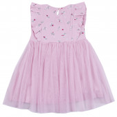 Детска лятна рокля с цветя в розово 2