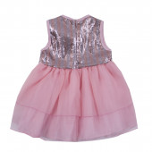 Официална бебешка рокля с пайети в розово 3