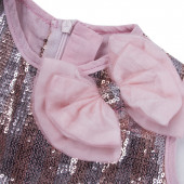 Официална бебешка рокля с пайети в розово 4