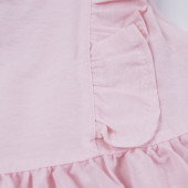 Лятна бебешка рокля с къдрички и рязана дантела в розово 2