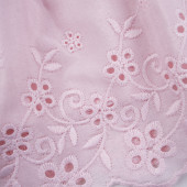 Лятна бебешка рокля с къдрички и рязана дантела в розово 3
