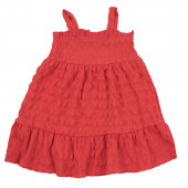 Детска лятна рокля с презрамки в коралов цвят 2