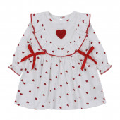Бебешка рокля с червени сърчица 2