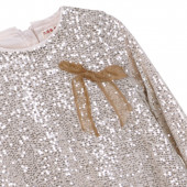 Официална рокля с бляскъв ефект и аксесоар 5