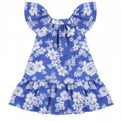 Детска рокля с флорален принт в синьо 2
