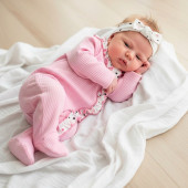 Бебешки ромпър с цип и лента за глава "Princess" в розово 2