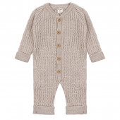 Бебешки ромпър от плетиво с шапка в бежово 3