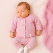 Зимен комплект за новородено от плетиво в розово 2