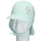 Лятна шапка в мента с платка на врата и UV 30+  2