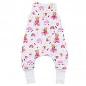 Зимен спален чувал с двупосочен цип и крачета "Happy pink bear" 3
