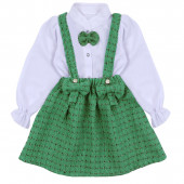 Детски сукман с риза в зелено 2