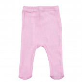 Бебешки ританки - чорапогащник от памучен рипс в розово 2