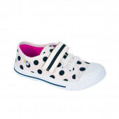Детски текстилни обувки за момичета на точки в бяло 2