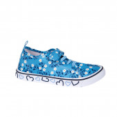 Детски текстилни обувки на цветенца в синьо 2