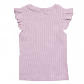 Детска тениска от памучен рипс с къдрички в розово 2