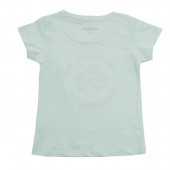 Детска памучна тениска "Happiness" в бледозелено 2