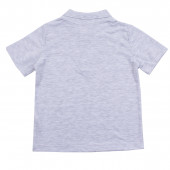 Детска тениска с якичка и лого в сив меланж 2