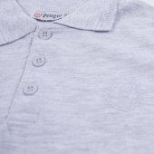 Детска тениска с якичка и лого в сив меланж 3