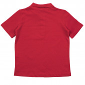 Детска тениска с якичка и лого в наситено червено 3