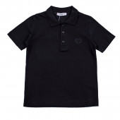 Детска тениска с якичка и лого в черно 3