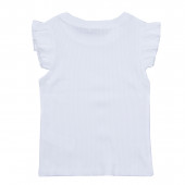 Детска тениска от памучен рипс с къдрички в бяло 2