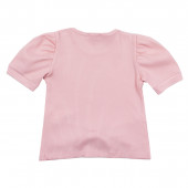 Детска блуза от релефно трико с пандела в розово 2