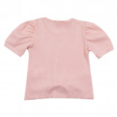 Детска блуза от релефно трико с пандела в цвят праскова 2