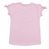 Тениска с панделки на ръкавите в розово 2