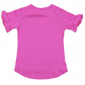 Детска тениска с къдрички "Girl power" в наситено розово 2