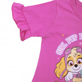 Детска тениска с къдрички "Girl power" в наситено розово 3
